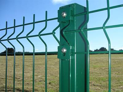 Green vinyl-coated single wire fence with folds is a good selection of perimeter fencing.